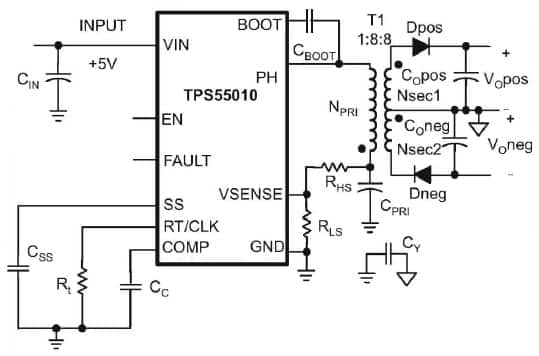 Generating isolated positive and negative output voltages